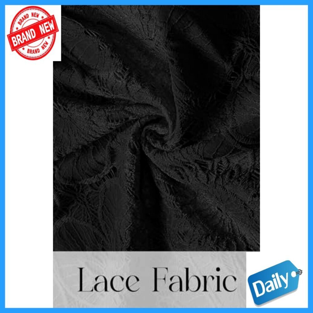 Lace Eyelet Mini Dress with Puff Sleeves and Side Pockets - Picture 5 of 7